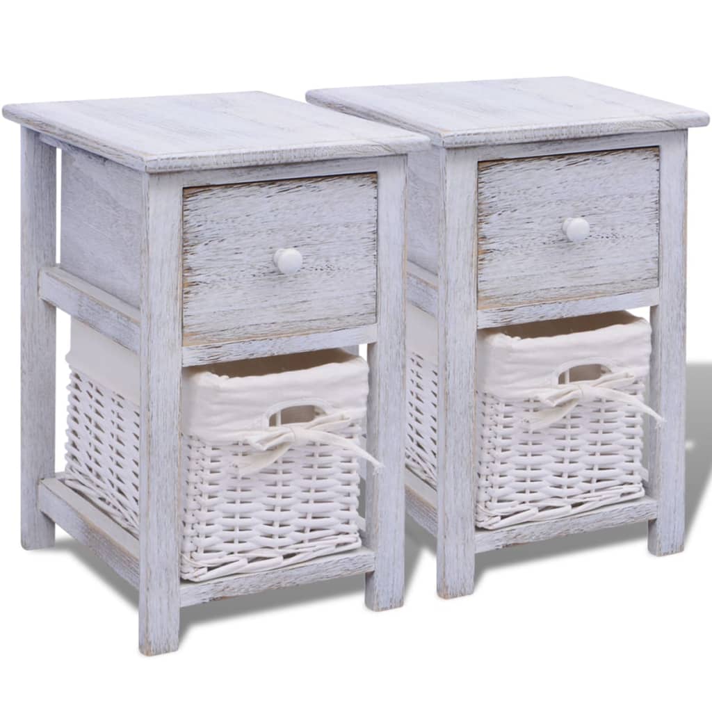 Bedside Cabinets 2 pcs Wood White - 28×31×45cm