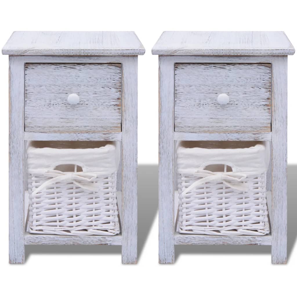 Bedside Cabinets 2 pcs Wood White - 28×31×45cm