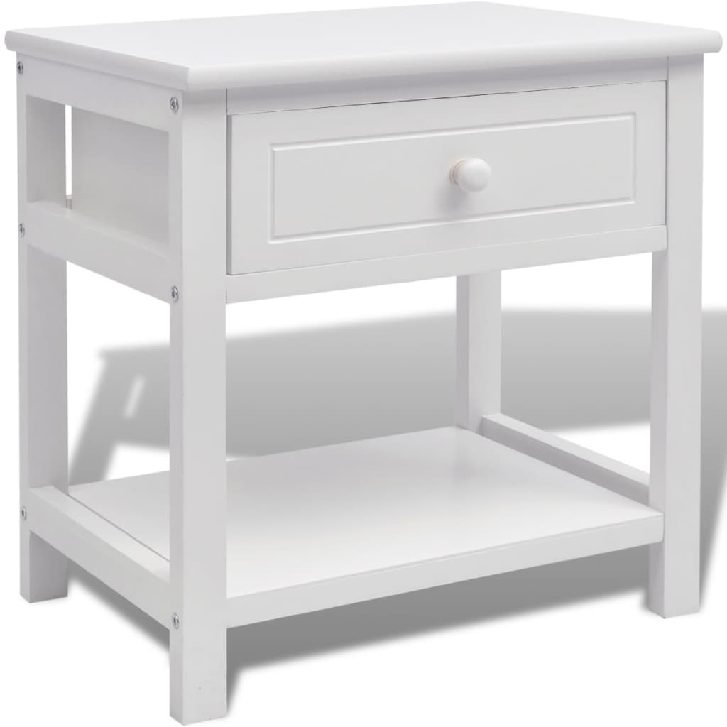 Bedside Cabinet Wood White - 40×29×42cm