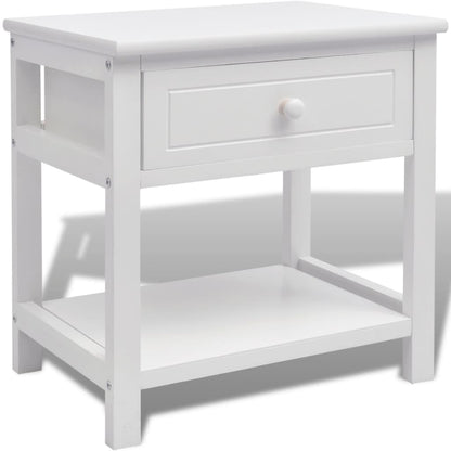 Bedside Cabinet Wood White - 40×29×42cm