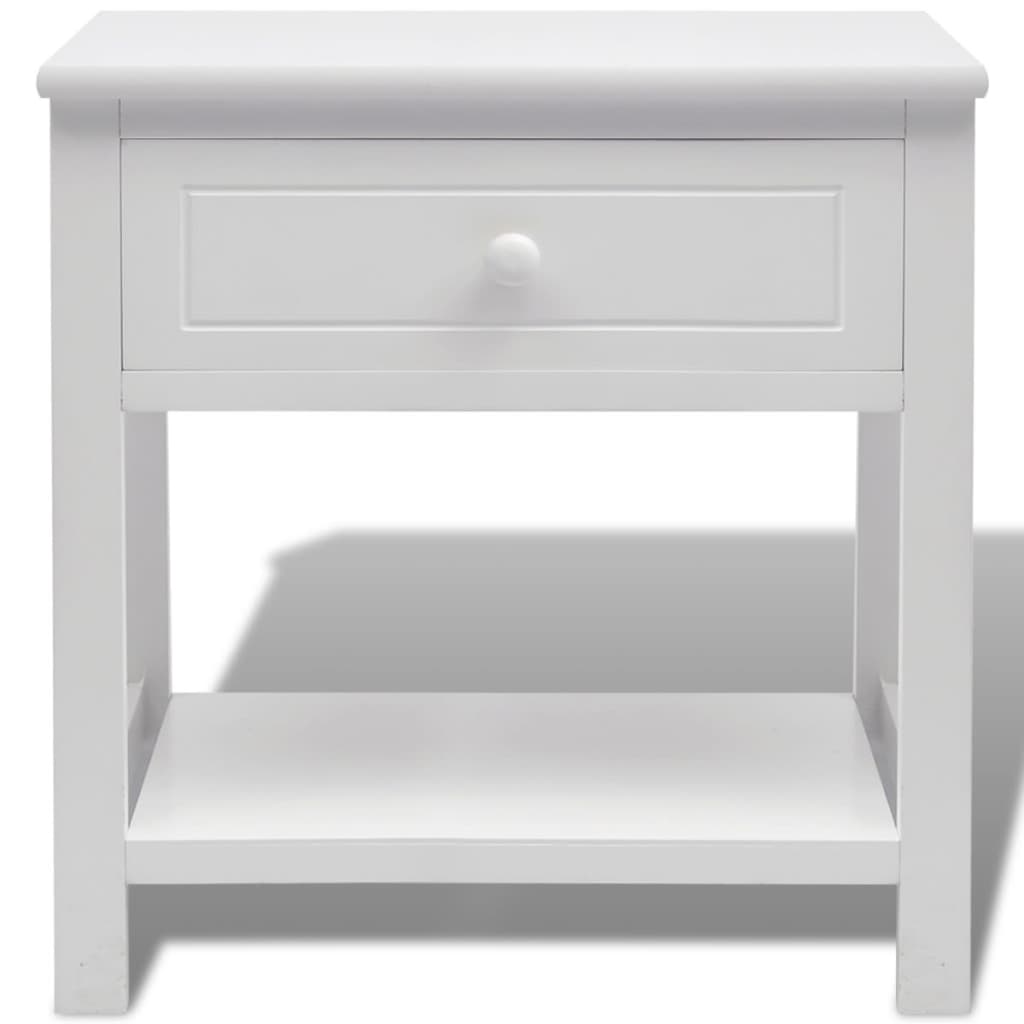 Bedside Cabinet Wood White - 40×29×42cm
