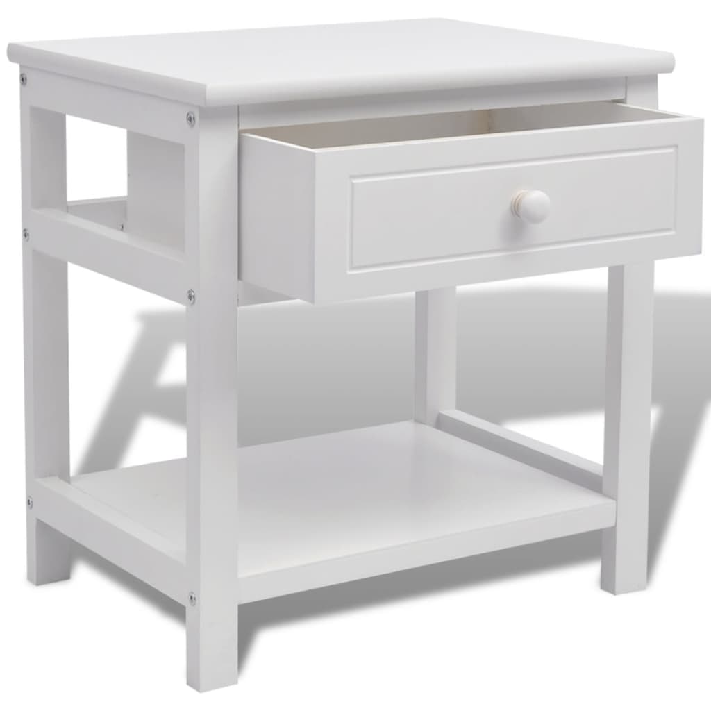 Bedside Cabinet Wood White - 40×29×42cm
