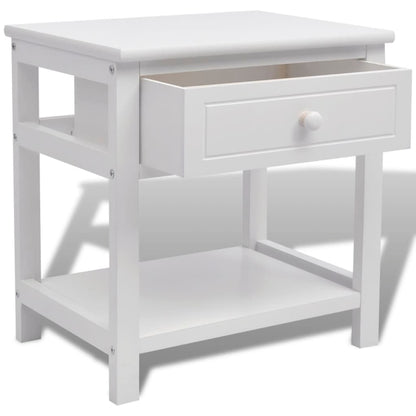 Bedside Cabinet Wood White - 40×29×42cm
