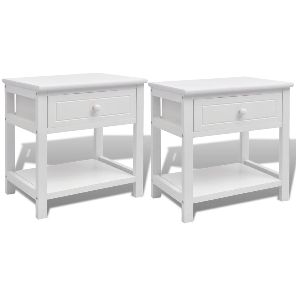Bedside Cabinets 2 pcs Wood White - 40×29×42cm