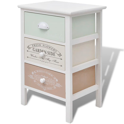 French Storage Cabinet 3 Drawers Wood