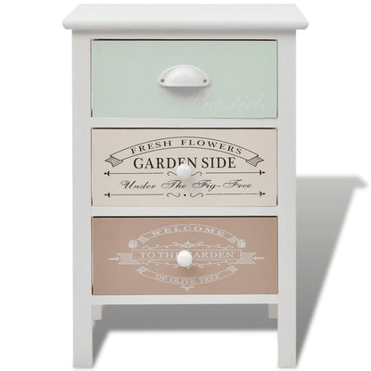French Storage Cabinet 3 Drawers Wood
