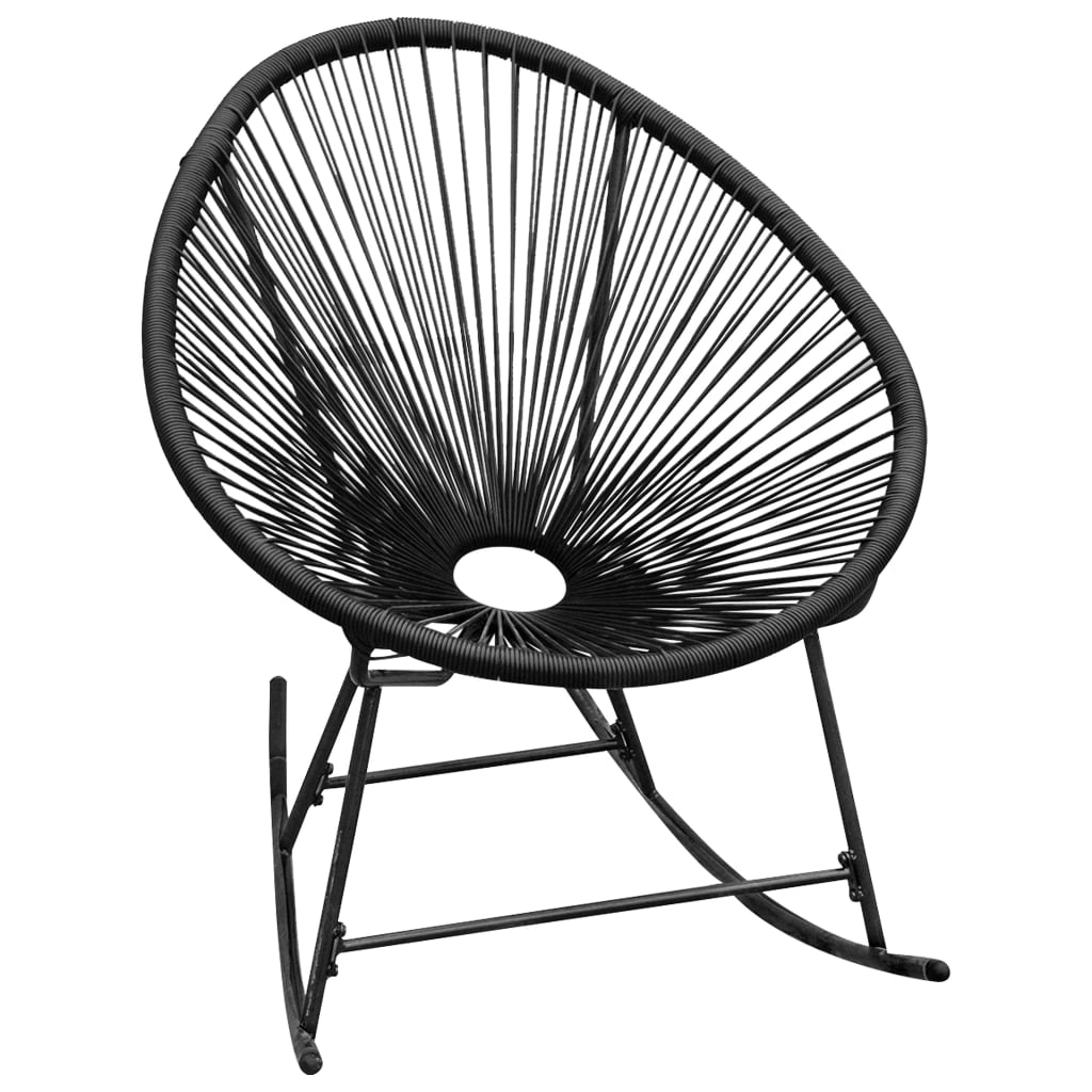 Outdoor Rocking Chair Black Poly Rattan - 72.5×77×90cm