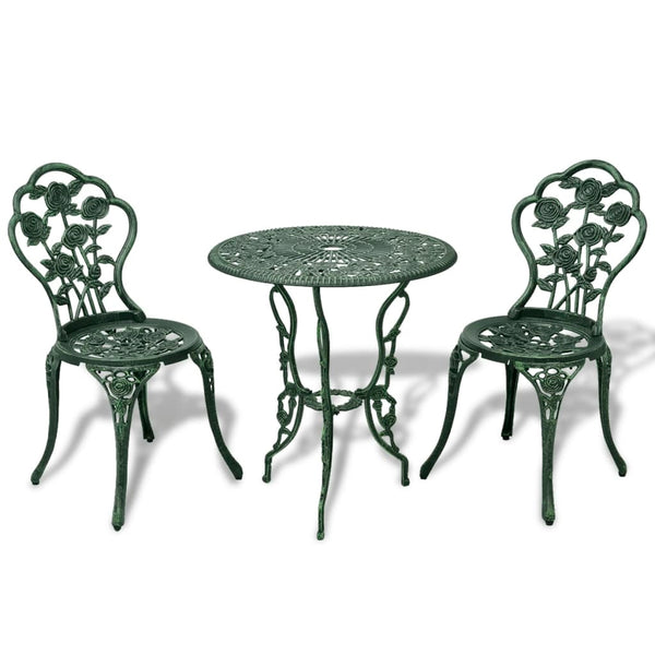  3 Piece Bistro Set Cast Aluminium Green