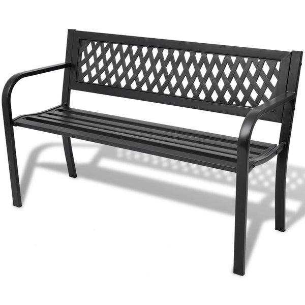  Garden Bench 118 cm Steel Black