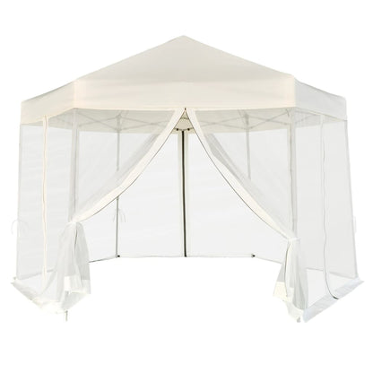 Hexagonal Pop-Up Marquee with 6 Sidewalls Cream White