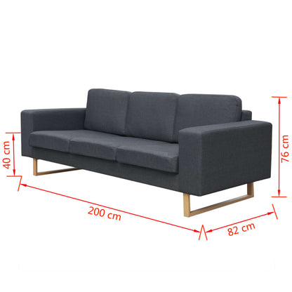 3-Seater Sofa Fabric Dark Grey - 200×82×76cm