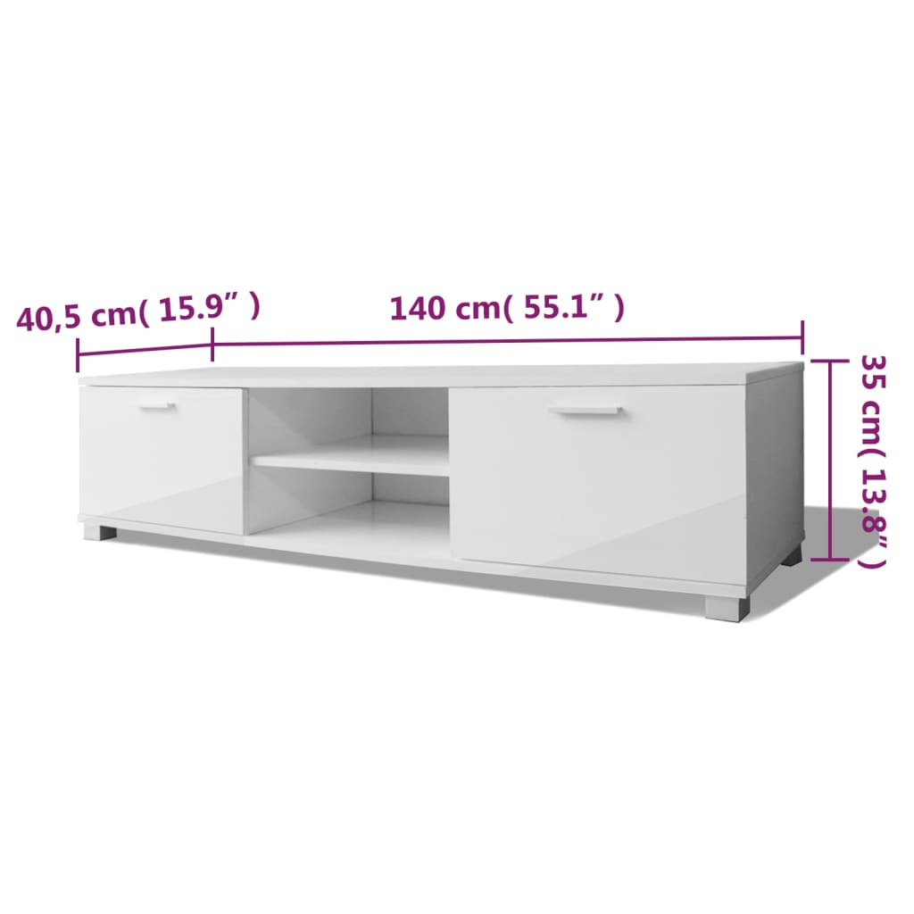 Tv Cabinet High-Gloss -White