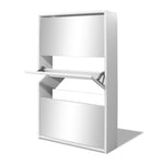 Shoe Cabinet 3-Layer Mirror White