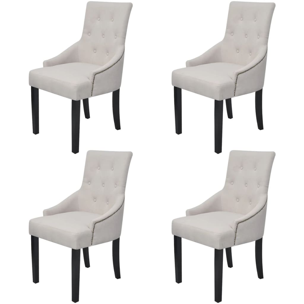 Dining Chairs 4 pcs Cream Fabric - 52×63×94cm