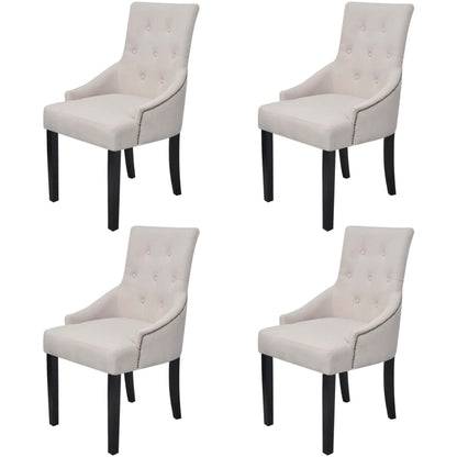 Dining Chairs 4 pcs Cream Fabric - 52×63×94cm