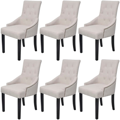 Dining Chairs 6 pcs Cream Fabric