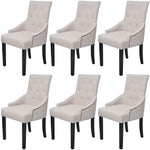 Dining Chairs 6 pcs Cream Fabric