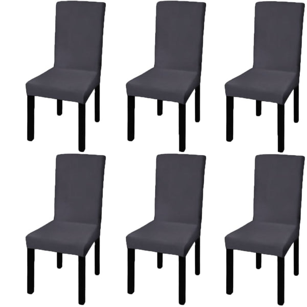  Straight Stretchable Chair Cover 6 pcs Anthracite