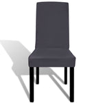 Straight Stretchable Chair Cover 6 pcs Anthracite