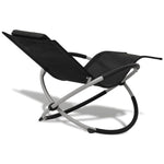 Outdoor Geometrical Sun Lounger Steel Black and Grey