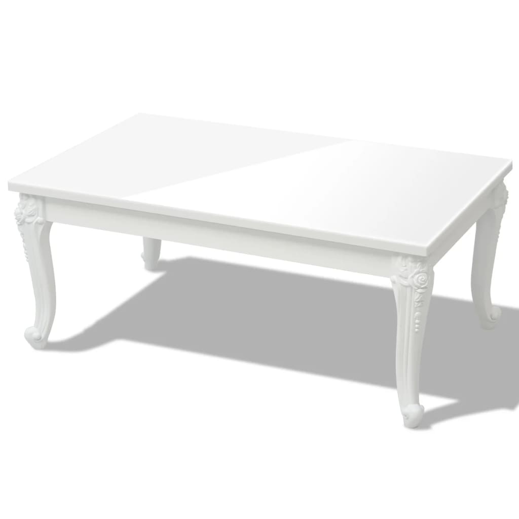 Coffee Table High Gloss White - 100×60×42cm