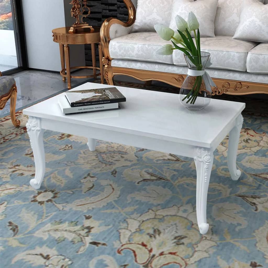 Coffee Table High Gloss White - 100×60×42cm