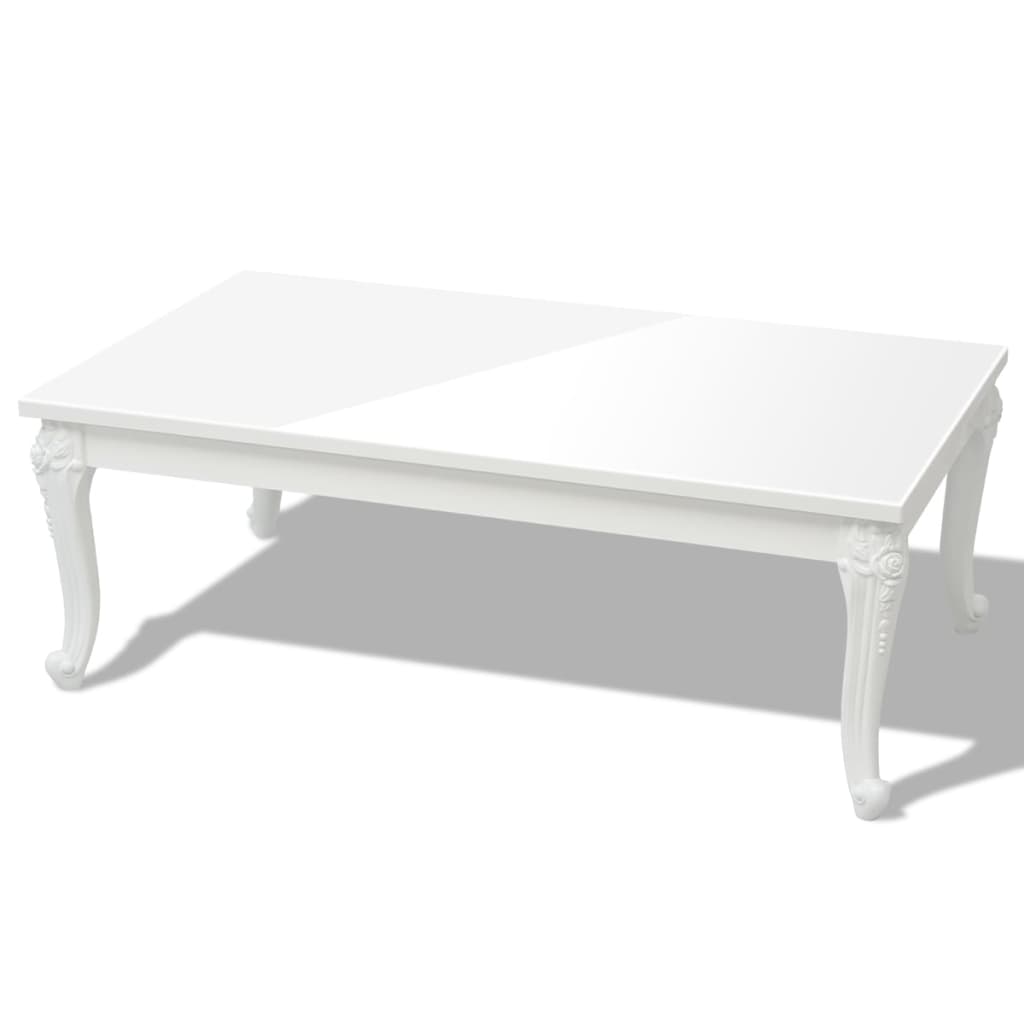 Coffee Table High Gloss White - 115×65×42cm