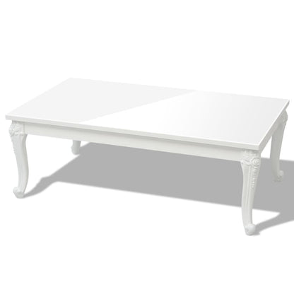 Coffee Table High Gloss White - 115×65×42cm