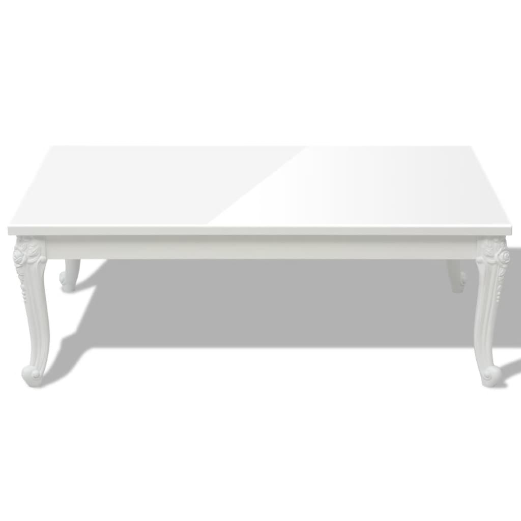 Coffee Table High Gloss White - 115×65×42cm