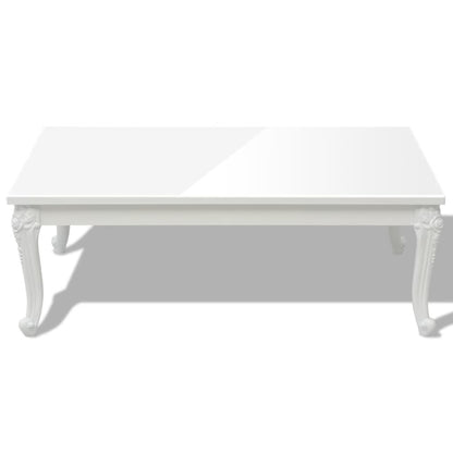 Coffee Table High Gloss White - 115×65×42cm