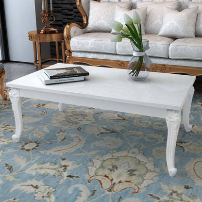 Coffee Table High Gloss White - 115×65×42cm