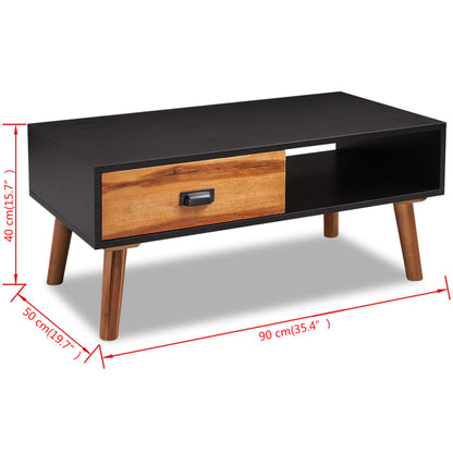 Coffee Table Solid Acacia Wood - 90×50×40cm