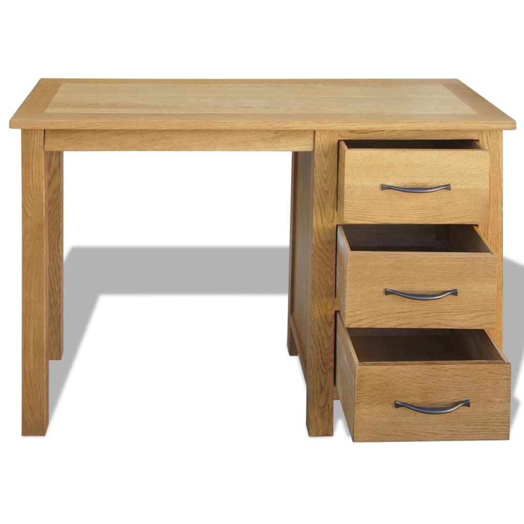 Desk with 3 Drawers Solid Oak Wood