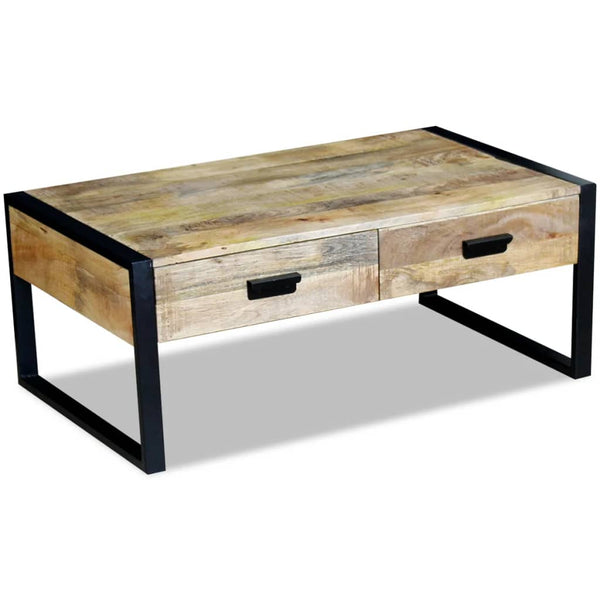  Coffee Table with 2 Drawers Solid Mango Wood