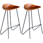 Bar Chairs 2 pcs Black and Brown Real Leather