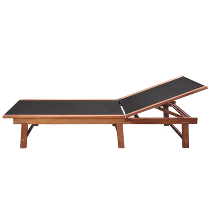 Sun Loungers 2 pcs with Table Solid Acacia Wood and Tetilene