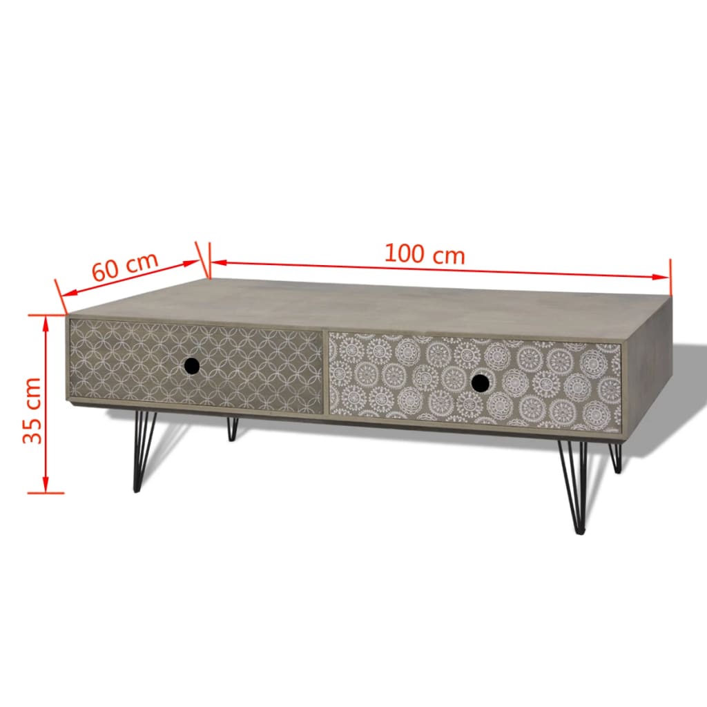 Coffee Table Grey - 100×60×35cm