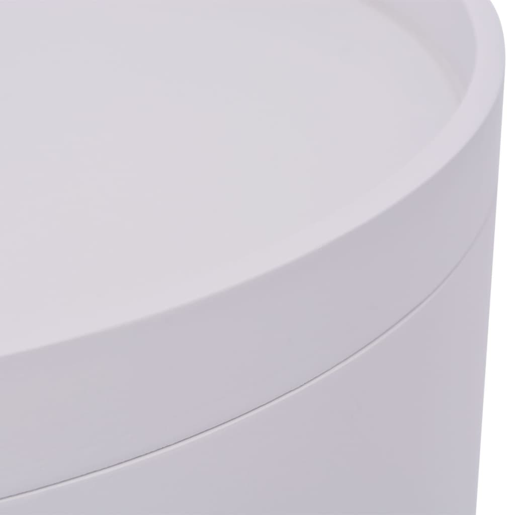 Side Table with Serving Tray Round  White