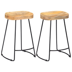 Bar Stools 2 Pcs Solid Wood Kitchen Counter Breakfast Seating