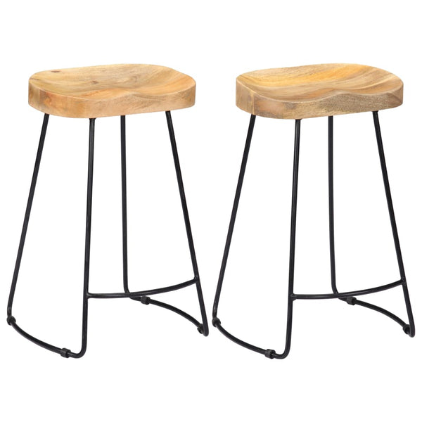  Bar Stools 2 Pcs Solid Wood Kitchen Counter Breakfast Seating