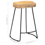Bar Stools 2 Pcs Solid Wood Kitchen Counter Breakfast Seating