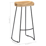 Bar Stools 2 Pcs Solid Wood Kitchen Counter Breakfast Seating