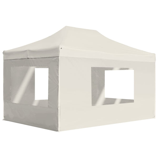  Professional Folding Party Tent with Walls Aluminium - Cream