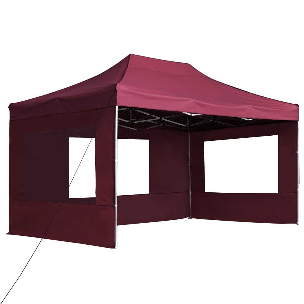 Professional Folding Party Tent with Walls Aluminium  Wine Red