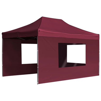 Professional Folding Party Tent with Walls Aluminium  Wine Red