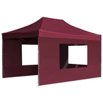 Professional Folding Party Tent with Walls Aluminium  Wine Red