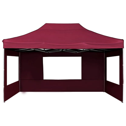 Professional Folding Party Tent with Walls Aluminium  Wine Red