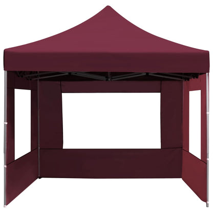 Professional Folding Party Tent with Walls Aluminium  Wine Red