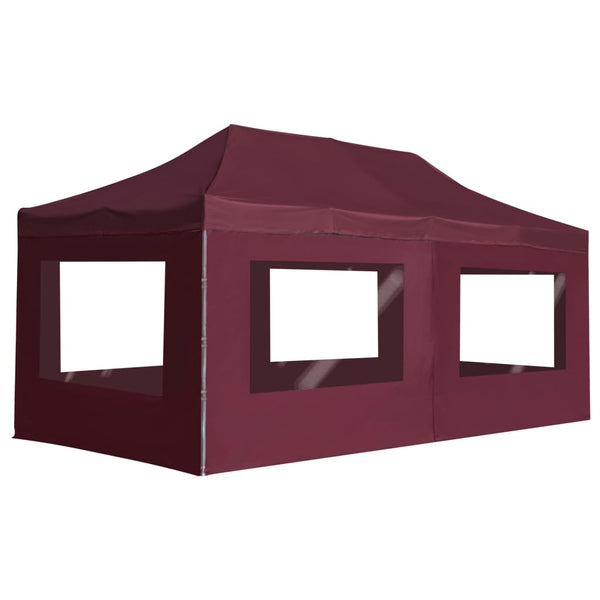  Professional Folding Party Tent with Walls Aluminium /Wine Red