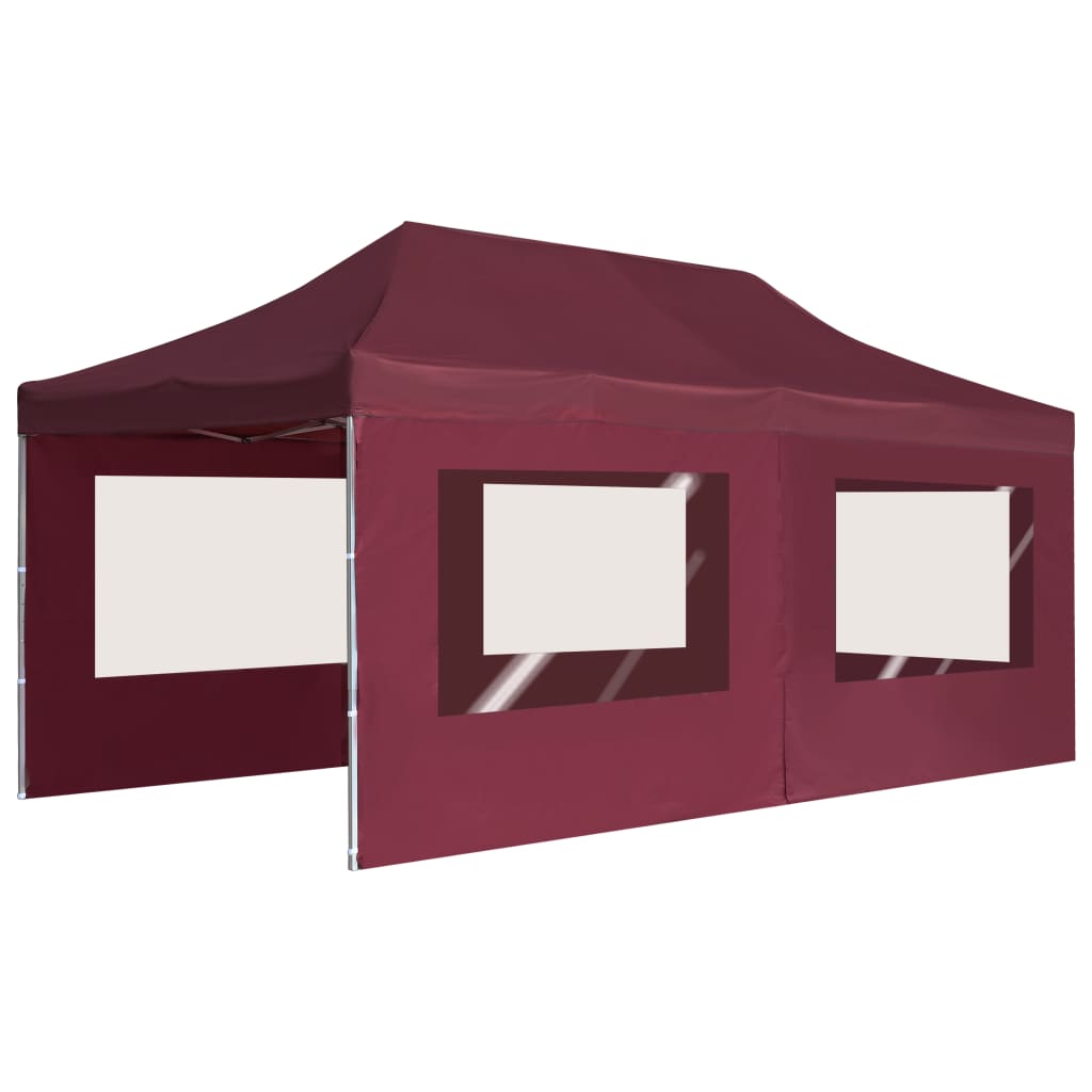 Professional Folding Party Tent with Walls Aluminium /Wine Red
